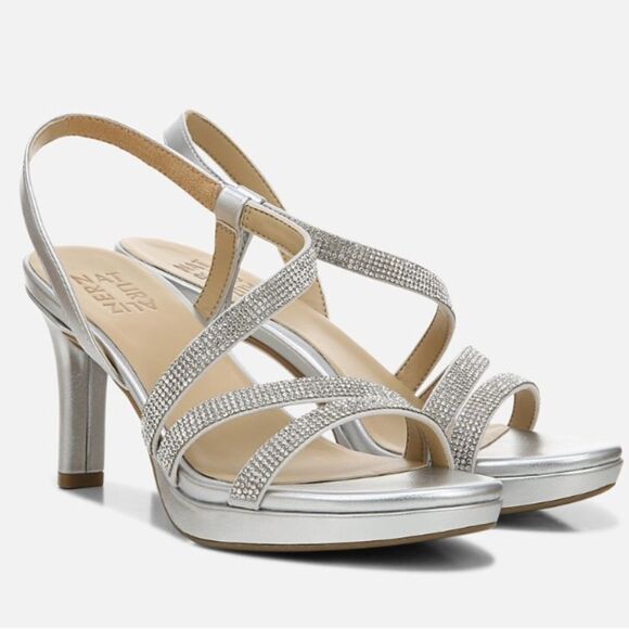 Naturalizer BrentavSTRAPPY SANDAL, Silver, Size 7.5, NWT tried on - Picture 1 of 9